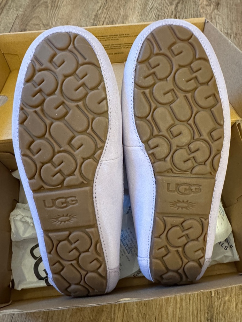 UGG Lavender Suede Shearling Moccasin Slippers - Picture 4 of 4